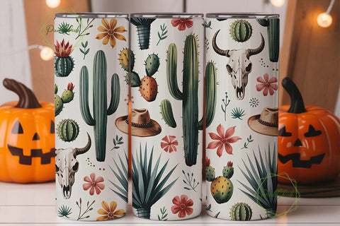 Desert Southwest Cactus Tumbler Wrap Sublimation PixelChick 