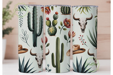 Desert Southwest Cactus Tumbler Wrap Sublimation PixelChick 