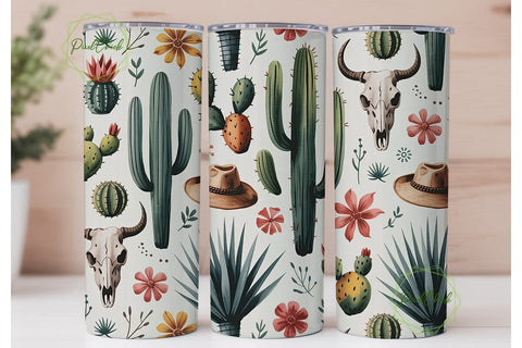 Desert Southwest Cactus Tumbler Wrap Sublimation PixelChick 