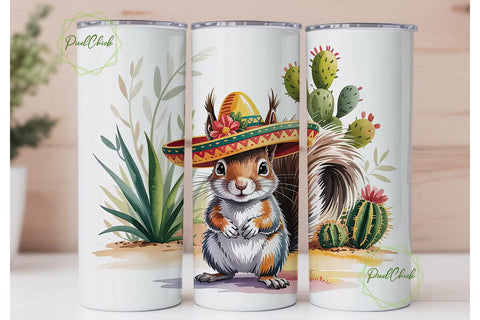 Desert Squirrel Sombrero 20oz Tumbler Sublimation PixelChick 