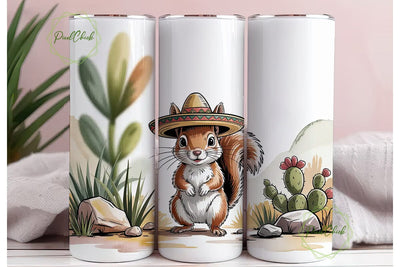 Desert Squirrel Sombrero 20oz Tumbler Sublimation PixelChick 