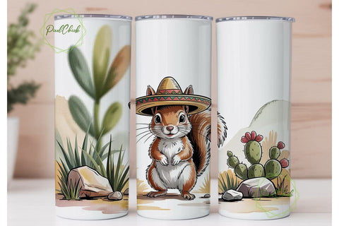 Desert Squirrel Sombrero 20oz Tumbler Sublimation PixelChick 