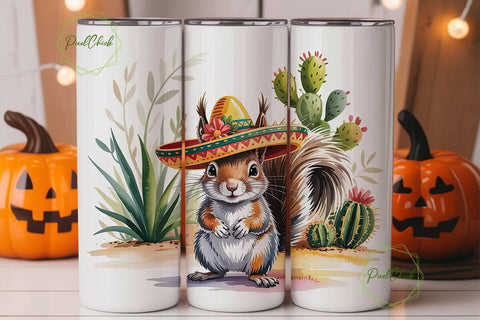 Desert Squirrel Sombrero 20oz Tumbler Sublimation PixelChick 