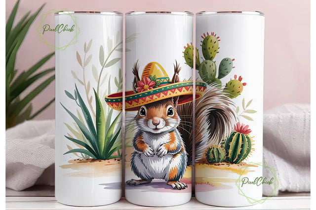 Desert Squirrel Sombrero 20oz Tumbler Sublimation PixelChick 