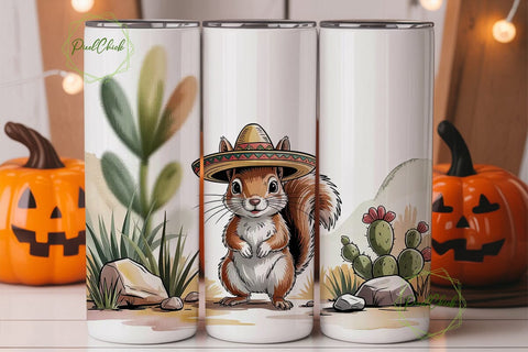 Desert Squirrel Sombrero 20oz Tumbler Sublimation PixelChick 