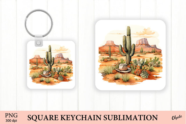 Desert Sublimation Keychain PNG. Cowboy Keychain PNG Sublimation Olga Terlyanskaya 