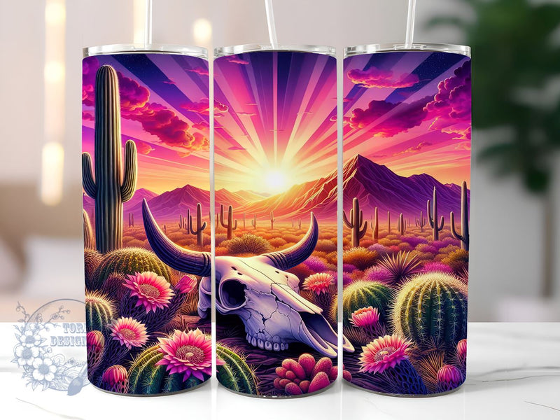Desert Sunset 20oz Skinny Tumbler, Western Tumbler Png, Straight & Tapered Tumbler Wrap, Instant Digital Download Sublimation ToriDesigns 
