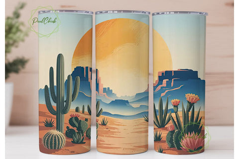 Desert Sunset 20oz Tumbler Wrap Sublimation PixelChick 