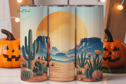 Desert Sunset 20oz Tumbler Wrap Sublimation PixelChick 