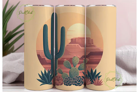 Desert Sunset 20oz Tumbler Wrap Sublimation PixelChick 