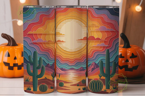 Desert Sunset 20oz Tumbler Wrap Sublimation PixelChick 