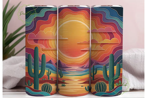 Desert Sunset 20oz Tumbler Wrap Sublimation PixelChick 