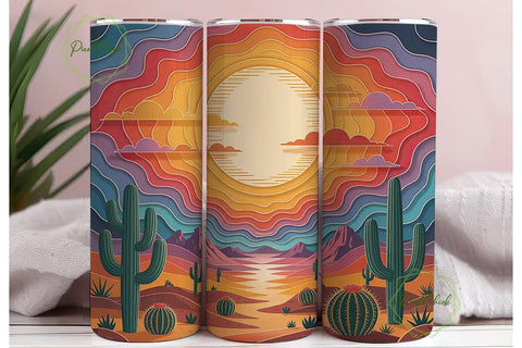Desert Sunset 20oz Tumbler Wrap Sublimation PixelChick 