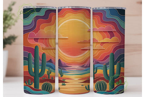 Desert Sunset 20oz Tumbler Wrap Sublimation PixelChick 
