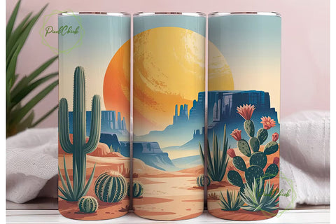 Desert Sunset 20oz Tumbler Wrap Sublimation PixelChick 