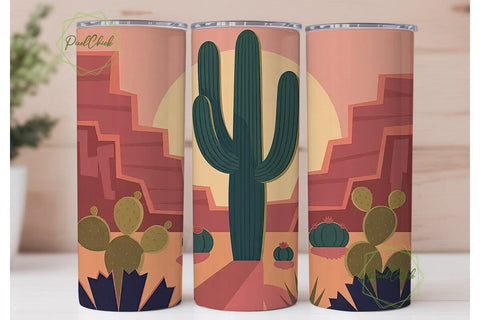 Desert Sunset 20oz Tumbler Wrap Sublimation PixelChick 