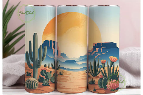 Desert Sunset 20oz Tumbler Wrap Sublimation PixelChick 