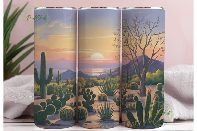Desert Sunset 20oz Tumbler Wrap Sublimation PixelChick 