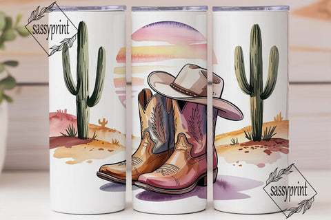 Desert Sunset Cowboy 20oz Tumbler Wrap Sublimation sassyprint 