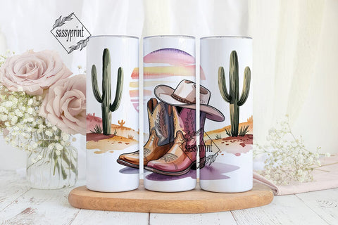 Desert Sunset Cowboy 20oz Tumbler Wrap Sublimation sassyprint 