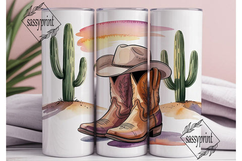 Desert Sunset Cowboy 20oz Tumbler Wrap Sublimation sassyprint 