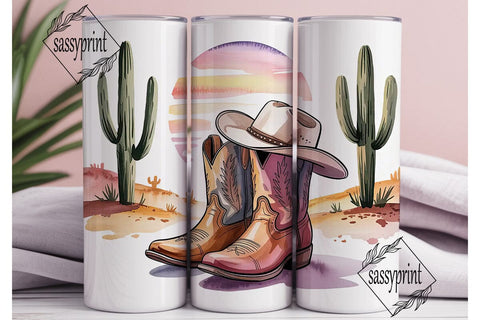Desert Sunset Cowboy 20oz Tumbler Wrap Sublimation sassyprint 