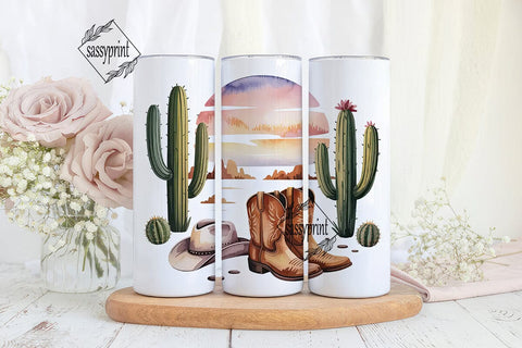 Desert Sunset Cowboy 20oz Tumbler Wrap Sublimation sassyprint 