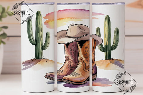 Desert Sunset Cowboy 20oz Tumbler Wrap Sublimation sassyprint 