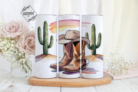 Desert Sunset Cowboy 20oz Tumbler Wrap Sublimation sassyprint 
