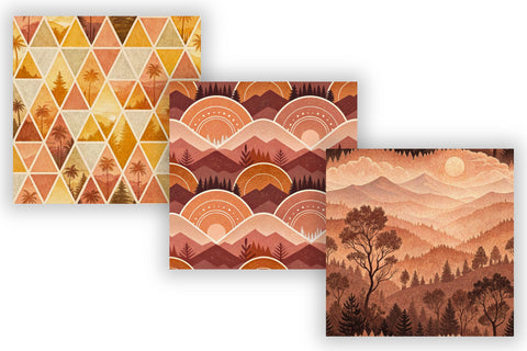 Desert Sunset Seamless Pattern – Terracotta, Sage & Golden Dunes Digital Pattern FloridPrintables 