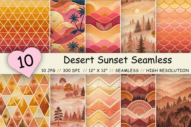 Desert Sunset Seamless Pattern – Terracotta, Sage & Golden Dunes Digital Pattern FloridPrintables 