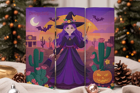 Desert Witch Halloween 20oz Tumbler Wrap Sublimation DesignSVG 