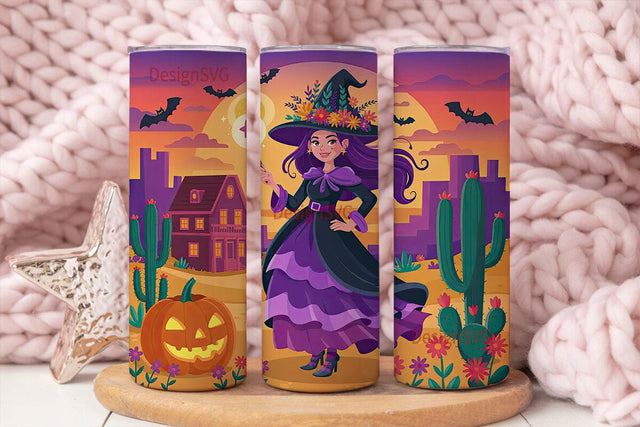 Desert Witch Halloween 20oz Tumbler Wrap Sublimation DesignSVG 