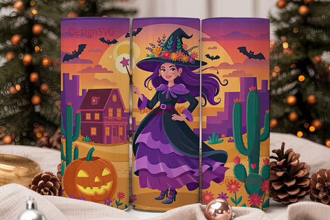 Desert Witch Halloween 20oz Tumbler Wrap Sublimation DesignSVG 