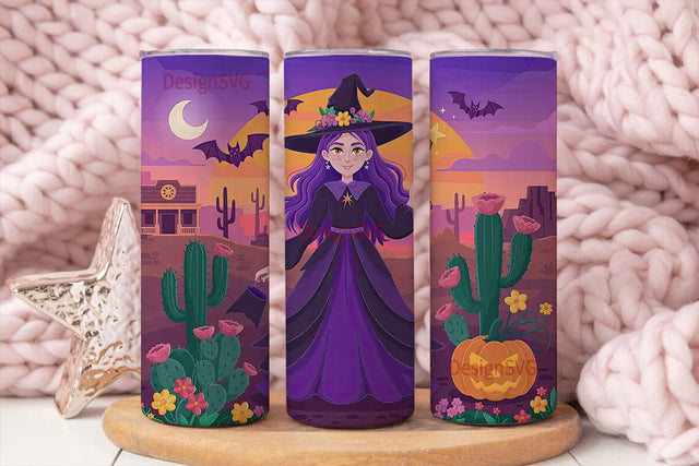 Desert Witch Halloween 20oz Tumbler Wrap Sublimation DesignSVG 