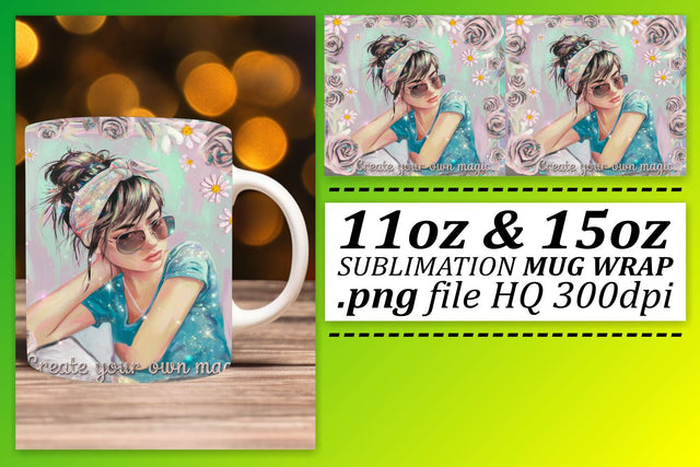 Design your mugs, with our versatile wrap templates! , Woman Sublimation afrosvg 