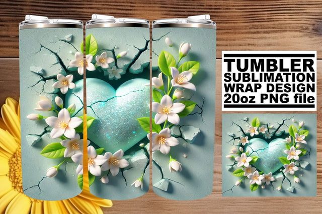 designed for smooth sublimation transfers! , Vibrant tumbler wrap, 3D Heart Sublimation afrosvg 