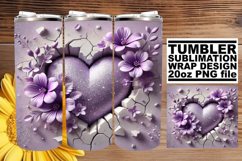 designed for stunning visuals! , Elegant tumbler wrap, 3D Heart Sublimation afrosvg 