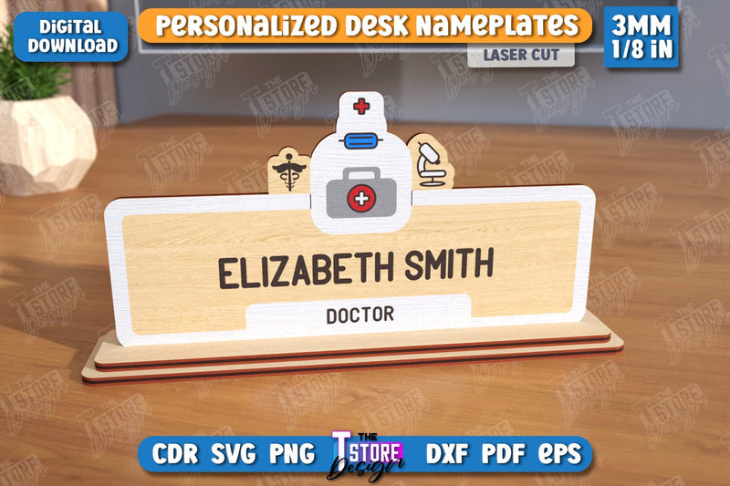 Desk Nameplates Laser Cut Bundle | Name Plate Signs | Personalized Name ...