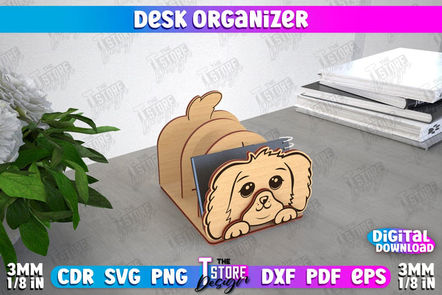Desk Organizer | Animals Design | Supplies Organizer | Notepad Holders | CNC File SVG The T Store Design 