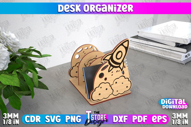 Desk Organizer | Animals Design | Supplies Organizer | Notepad Holders | CNC File SVG The T Store Design 