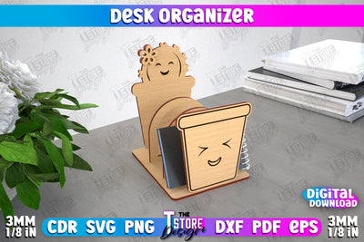 Desk Organizer | Animals Design | Supplies Organizer | Notepad Holders | CNC File SVG The T Store Design 