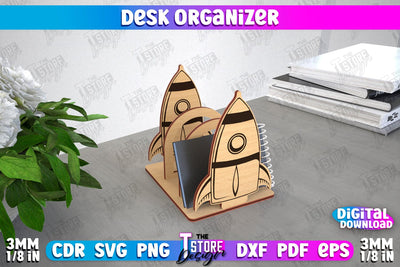 Desk Organizer | Animals Design | Supplies Organizer | Notepad Holders | CNC File SVG The T Store Design 