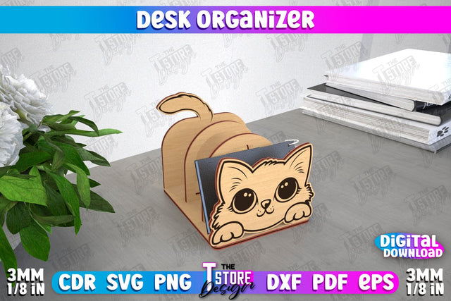 Desk Organizer | Animals Design | Supplies Organizer | Notepad Holders | CNC File SVG The T Store Design 