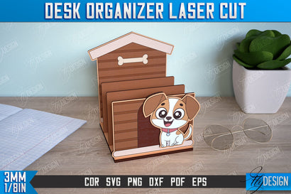 Desk Organizer | Dog Design | Supplies Organizer | Notepad Holders | CNC File SVG Fly Design 