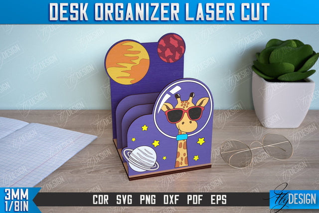 Desk Organizer | Giraffe Design | Supplies Organizer | Notepad Holders | CNC File SVG Fly Design 