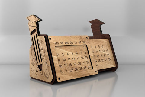 Desk Organizer Laser Cut File for Wood/MDF with Perpetual Calendar and Pen Holder SVG SVG LaserCutano 
