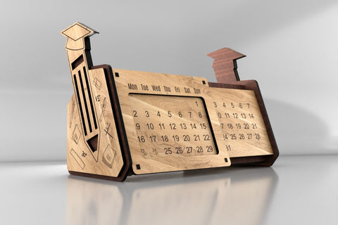 Desk Organizer Laser Cut File for Wood/MDF with Perpetual Calendar and Pen Holder SVG SVG LaserCutano 
