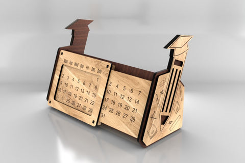 Desk Organizer Laser Cut File for Wood/MDF with Perpetual Calendar and Pen Holder SVG SVG LaserCutano 