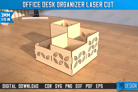 Desktop Office Organizer Bundle | Paper Tray Laser Cut | Office Design | Work File Holder | CNC Files SVG Fly Design 